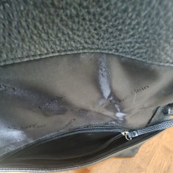 Calvin Klein Black Pebble Leather Fold Over Purse - Picture 6 of 9